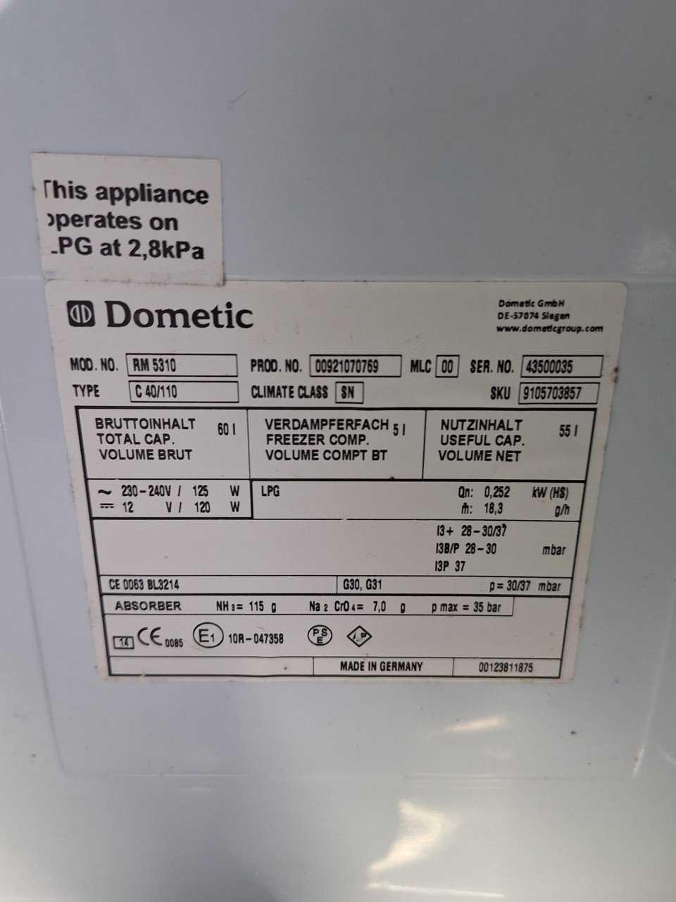 Dometic absorptiekoelkast 60 liter