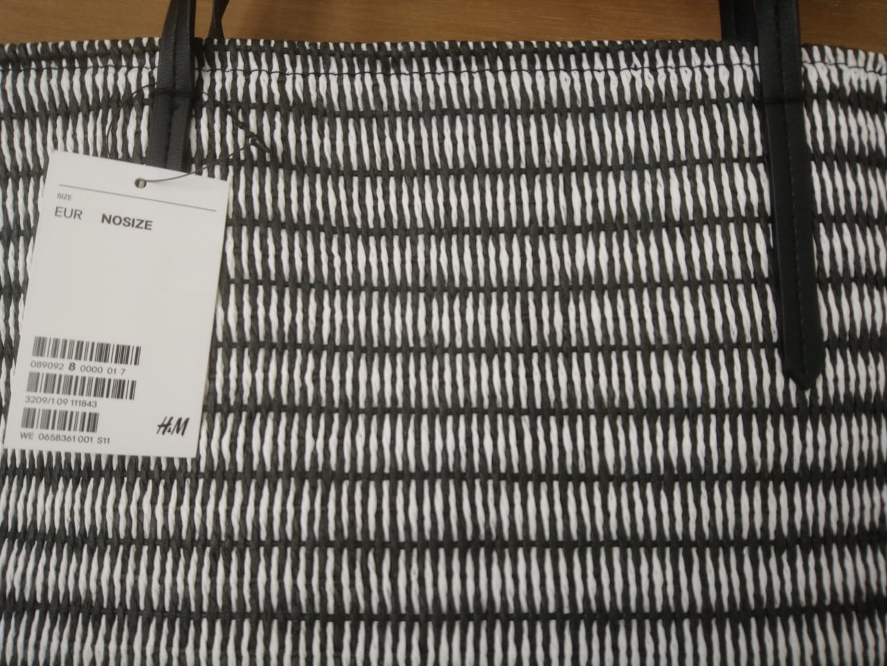 H&M strooien tas shopper zwart-wit - NIEUW