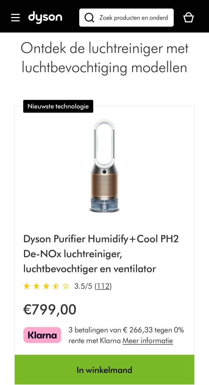 DYSON Luchtreiniger, luchtbevochtiger en ventilator