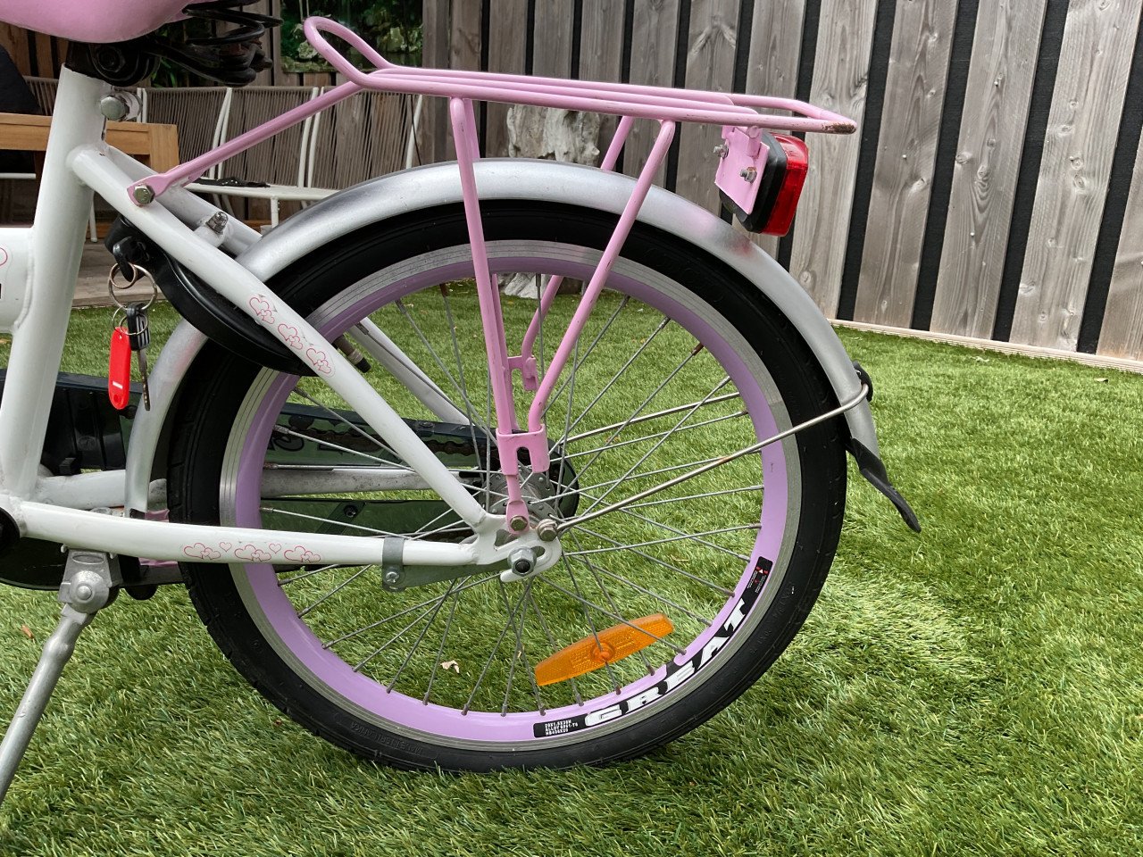 Meisjesfiets, 20 inch, rose en wit,Cool crazy