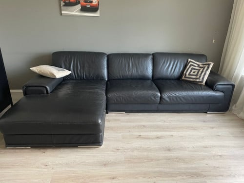 Hoekbank zwart leer