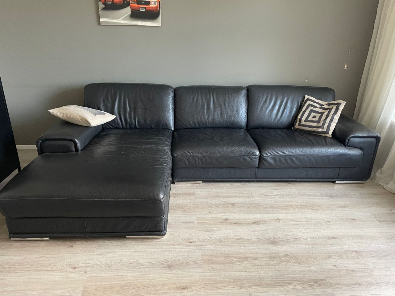 Hoekbank zwart leer