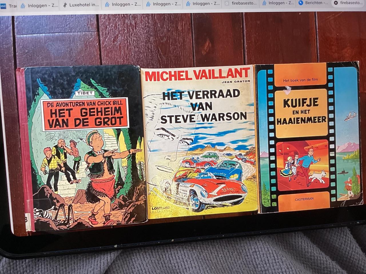 Heel veel verschillende stripboeken. Kuifje. Michel Vaillant.  Rik Ringers.