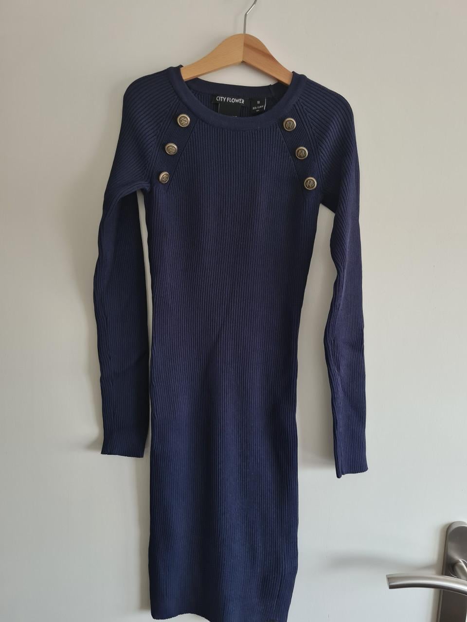 Donkerblauw stretch jurkje van Nik & Nik Maat 152