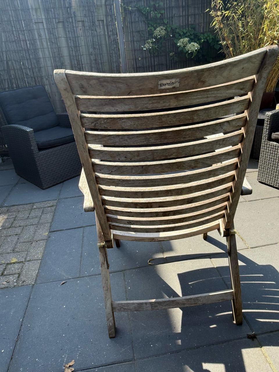 4 verstelbare hardhouten tuinstoelen incl. dikke kussens + extra kussens