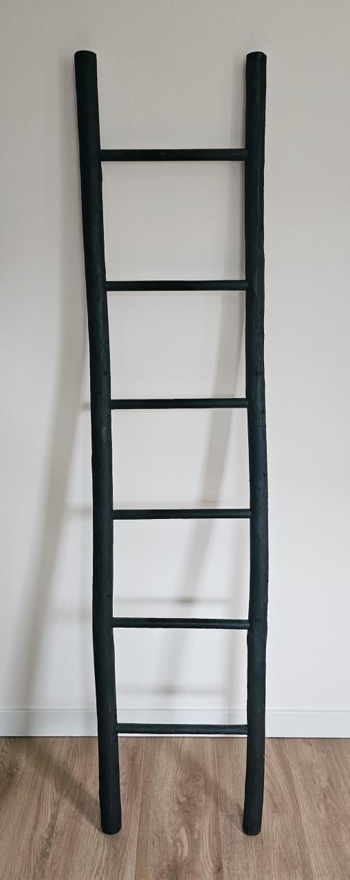 Decoratieve ladder zwart hout