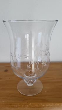 Windlicht / vaas glas gegraveerd, h 22,5 cm