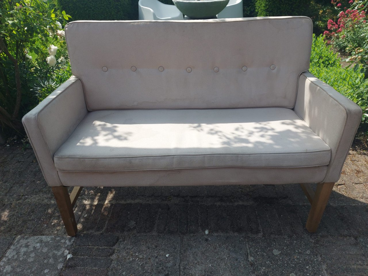 Leuke cremekleurige halbank (120 cm breed)