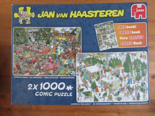 Doos met 2 Van Haasteren puzzels van 1000 stukjes.