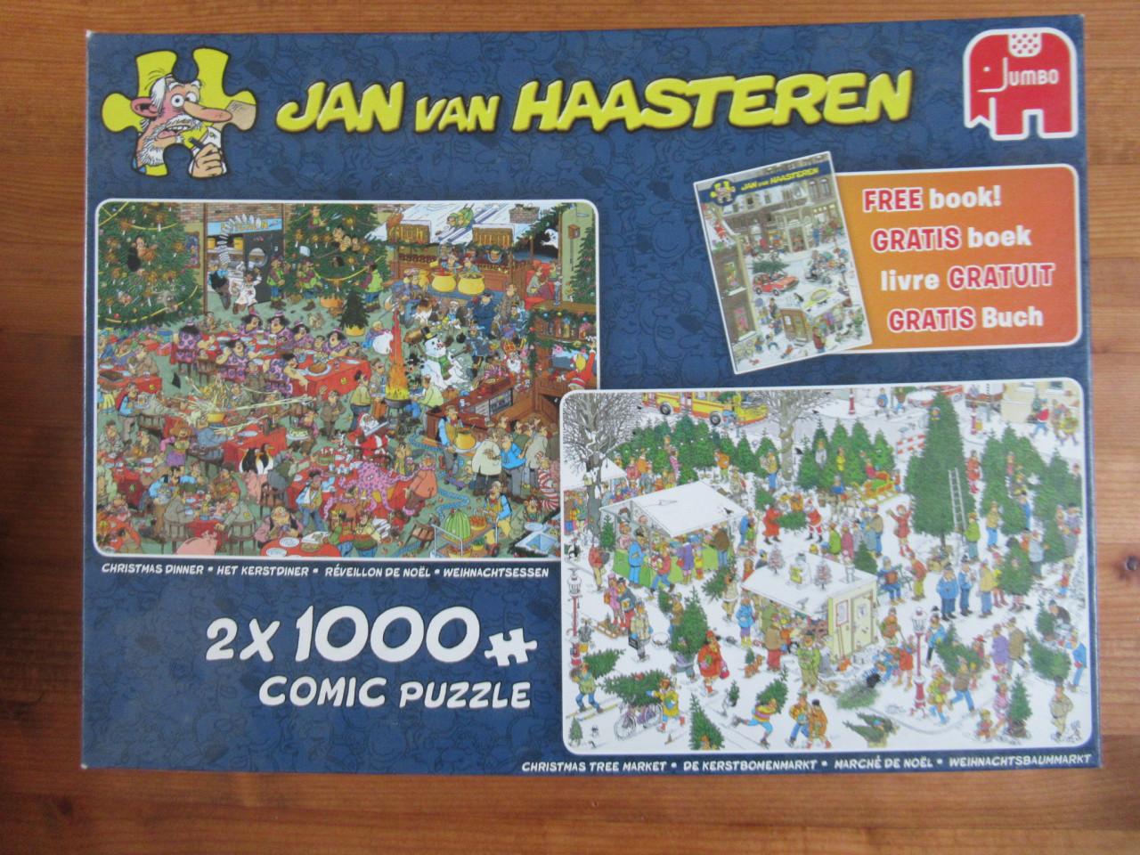 Doos met 2 Van Haasteren puzzels van 1000 stukjes.