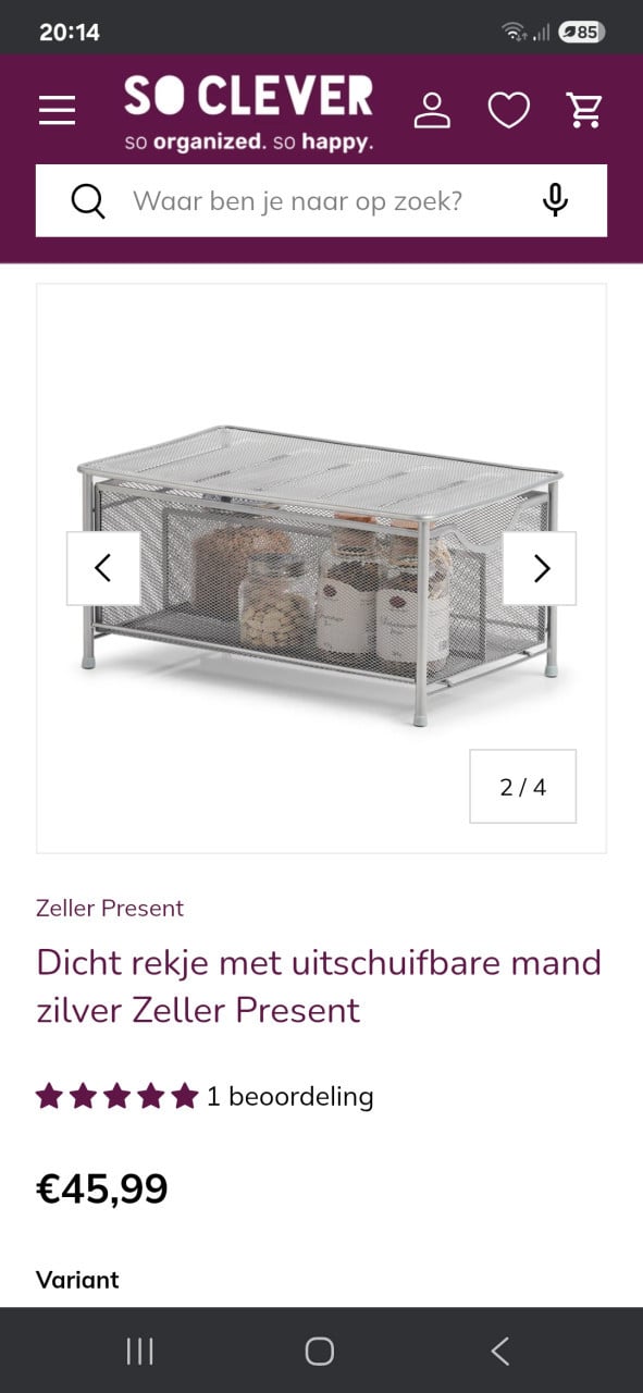 Zeller dichte uitschuifbare opbergmand