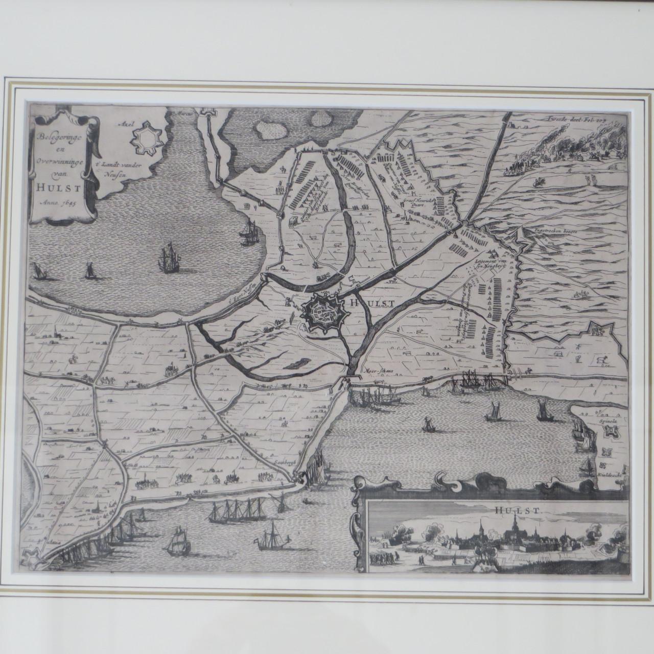 Originele landkaart van het beleg en verovering van Hulst 1645