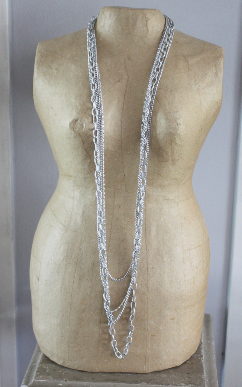 Zilverkleurige ketting 4 strengen