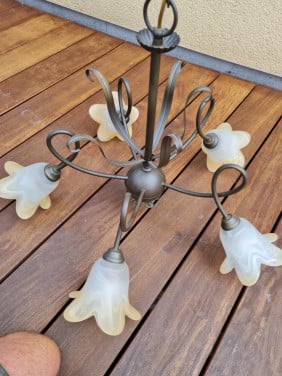 Antieke kroonluchter met 5 armen en bloemen ( Lucide)
