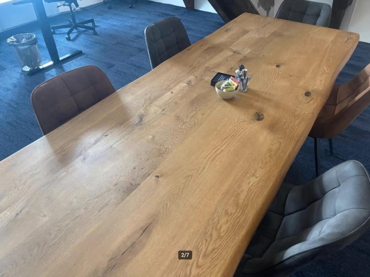Eiken Boomstamtafel 260x100cm incl. 6 stoelen