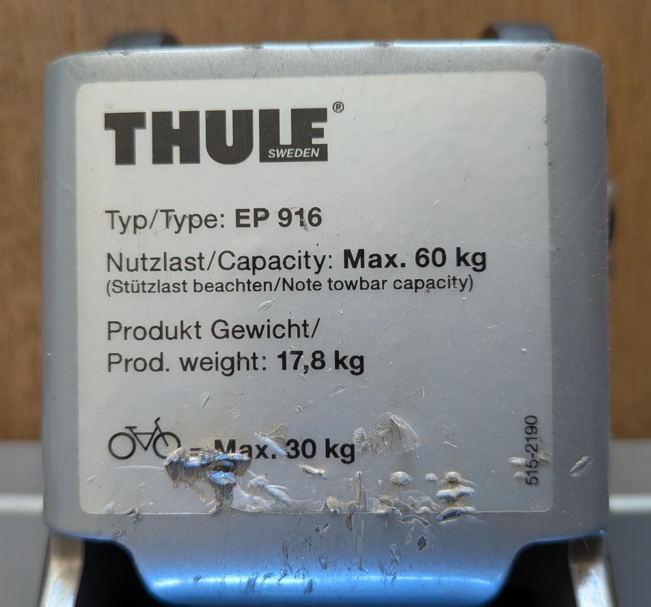 Thule EP916 fietsendrager voor 2 (elektrische) fietsen
