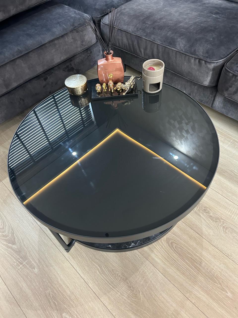 Z.G.A.N velvet antraciet hoekbank en salontafel