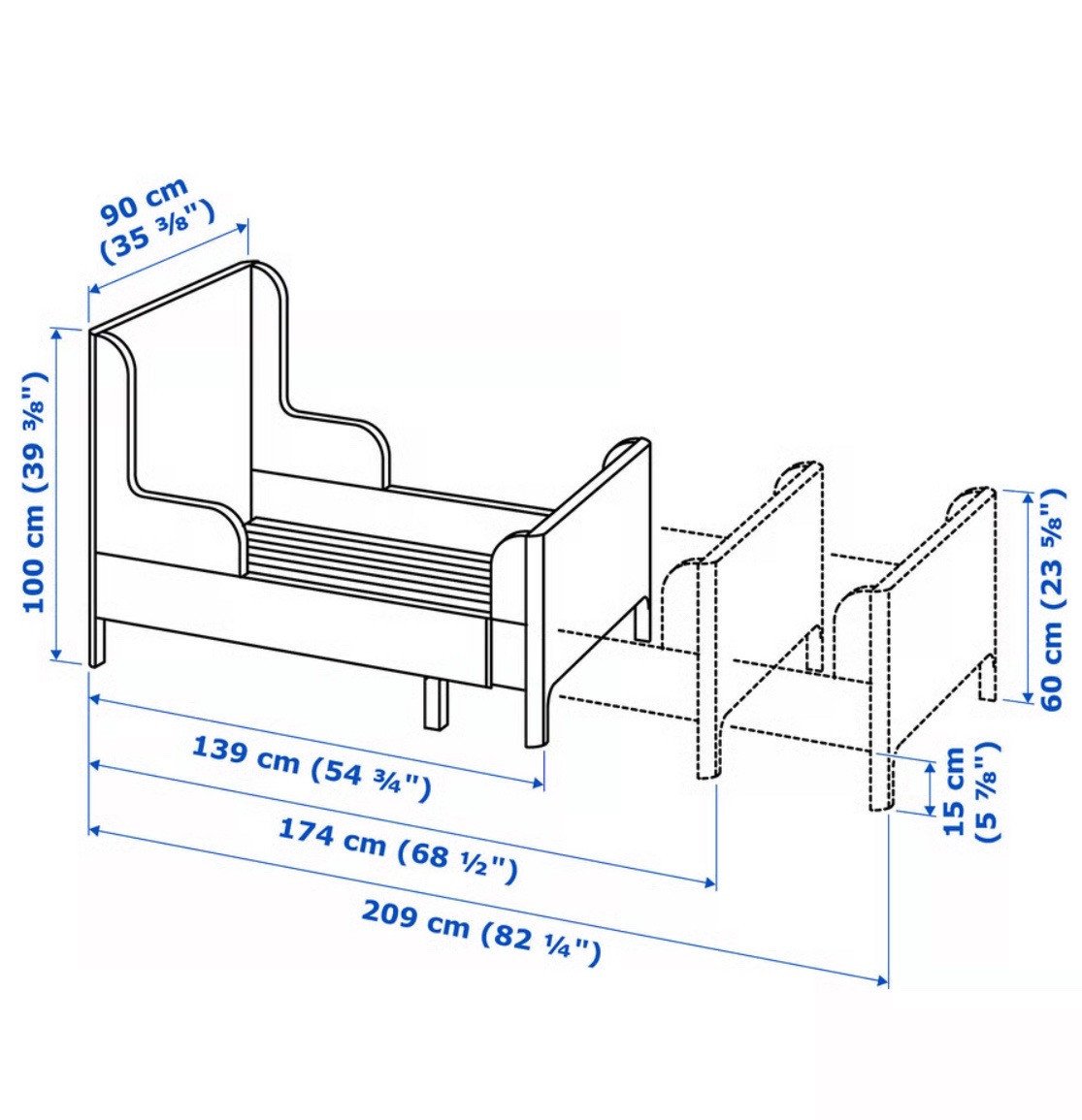 Compleet wit meegroeibed/ kinderbed Busunge incl accessoires!