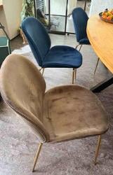 Eetkamerstoelen Charlie Velvet Blauw/Grijs 6 stuks