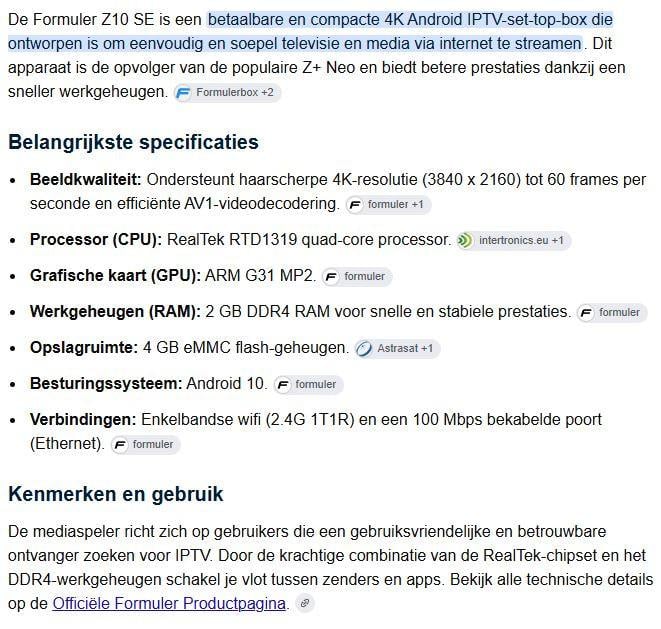 Formuler Z10 SE IPTV-set-top-box