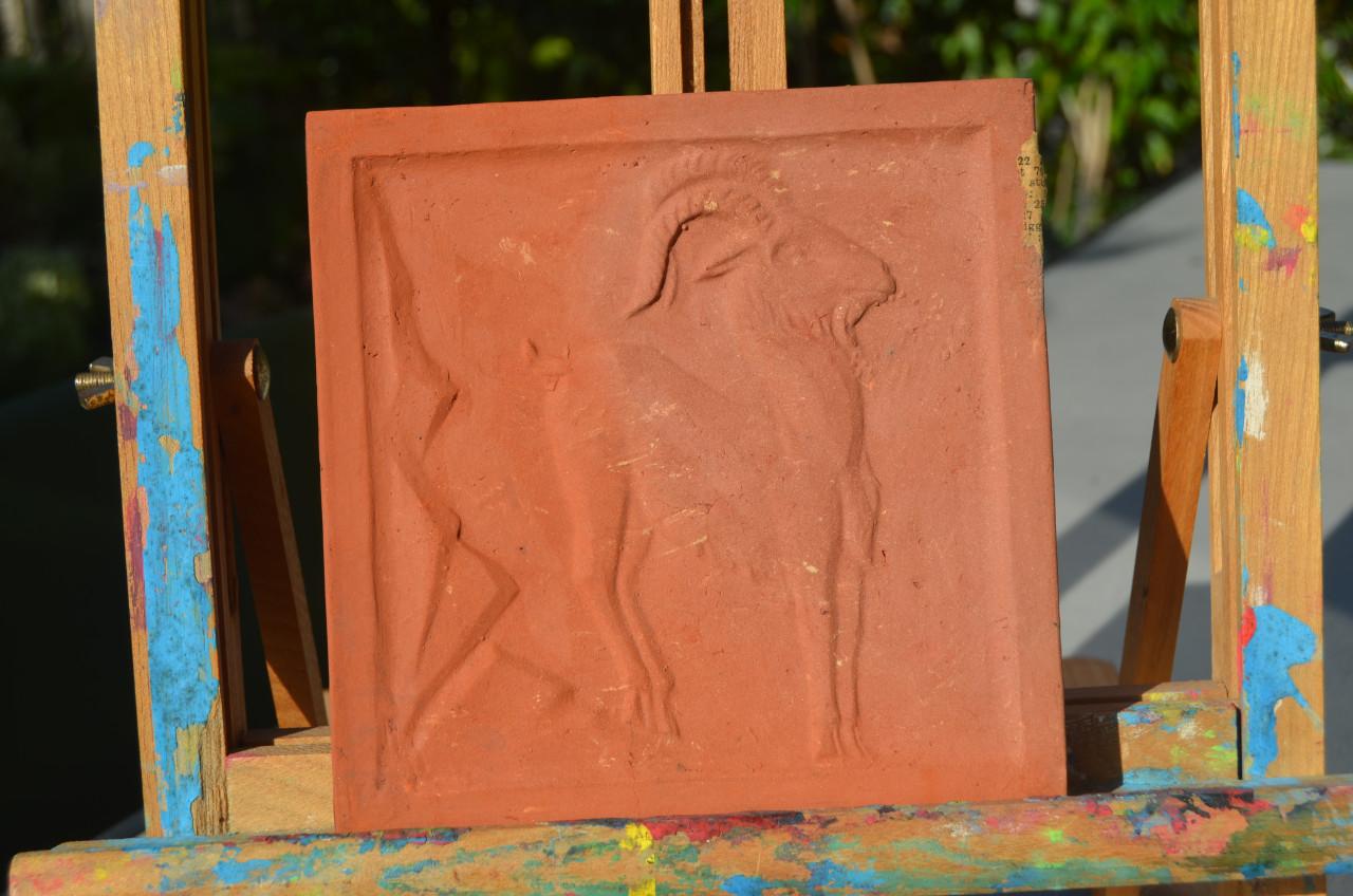 Verschillende terracotta tegels Sterrenbeelden/ Zodiac