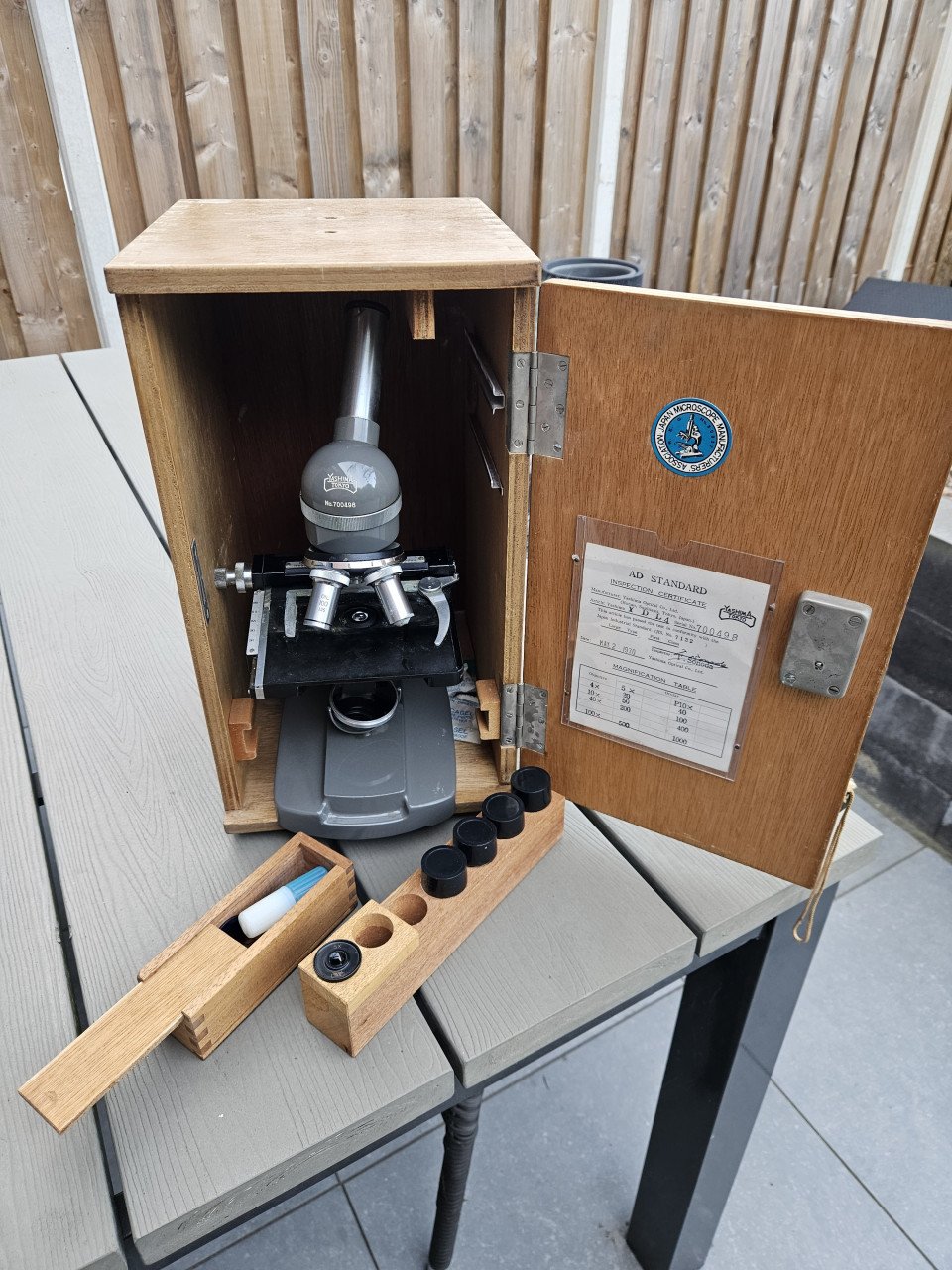 Prachtig Jaren 70 Olympus Tokyo Microscoop incl accessoires in houten kist