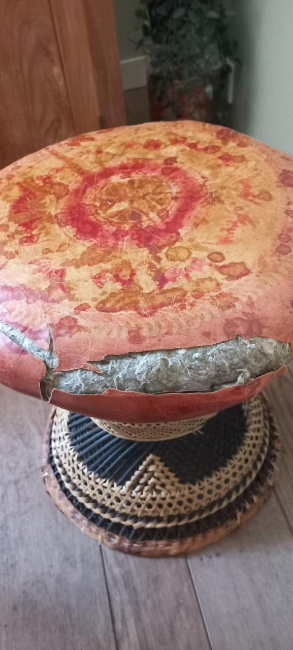 Vintage rieten krukje