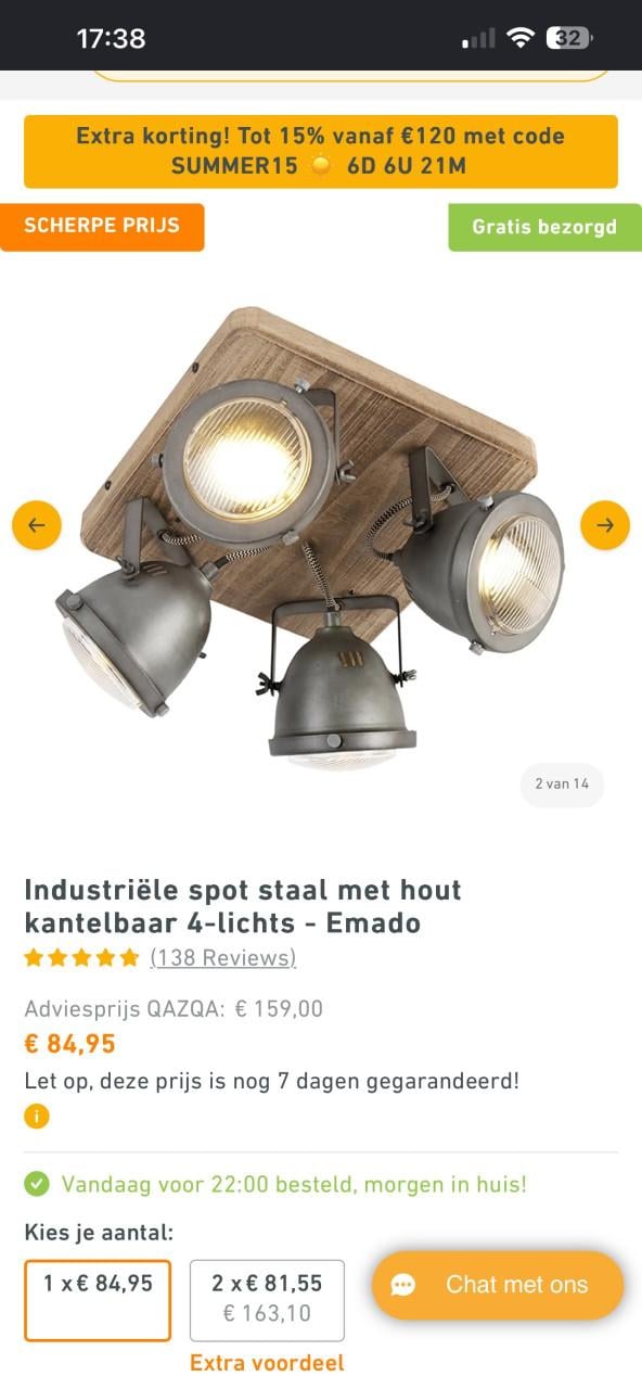 Industriele lamp 4 lichts