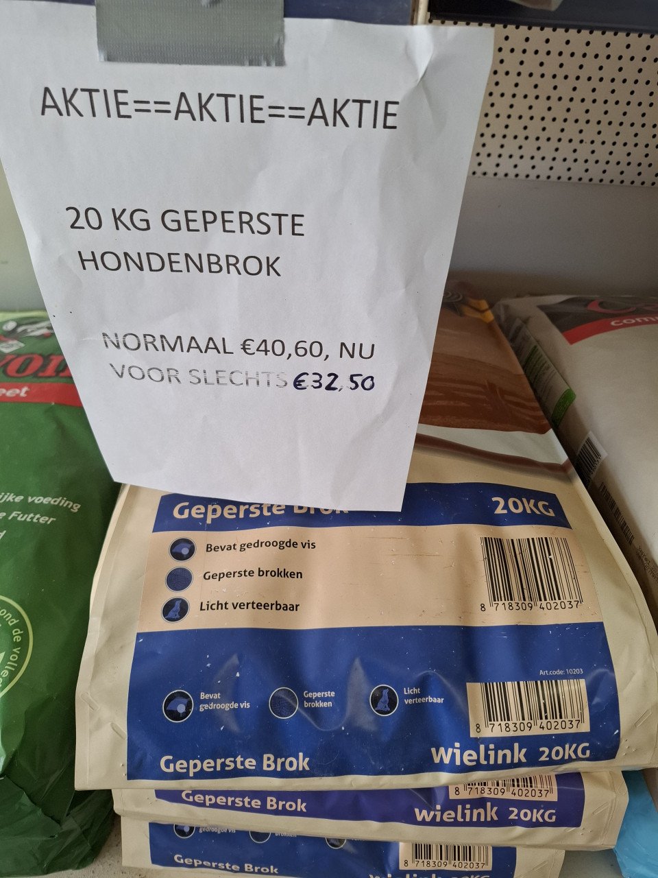 Wielink geperste hondenbrok, 20 kg voor slechts €32,50