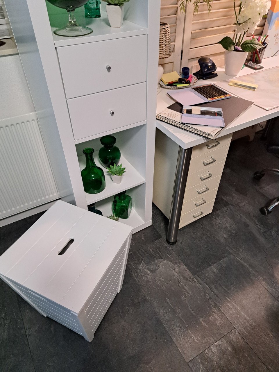 Witte houten opbergbox voor speelgoed e.d.