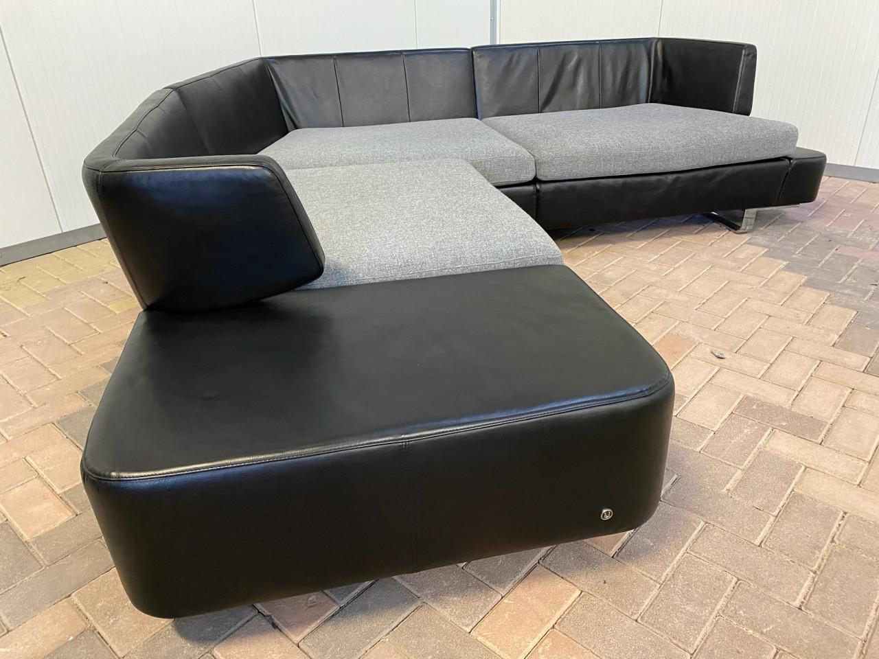 Natuzzi Opus Zwarte Leren Hoekbank-Gratis Levering NL