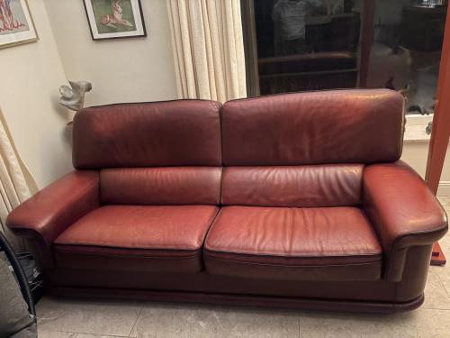 Lederen 3 zits bank. Gratis af te halen