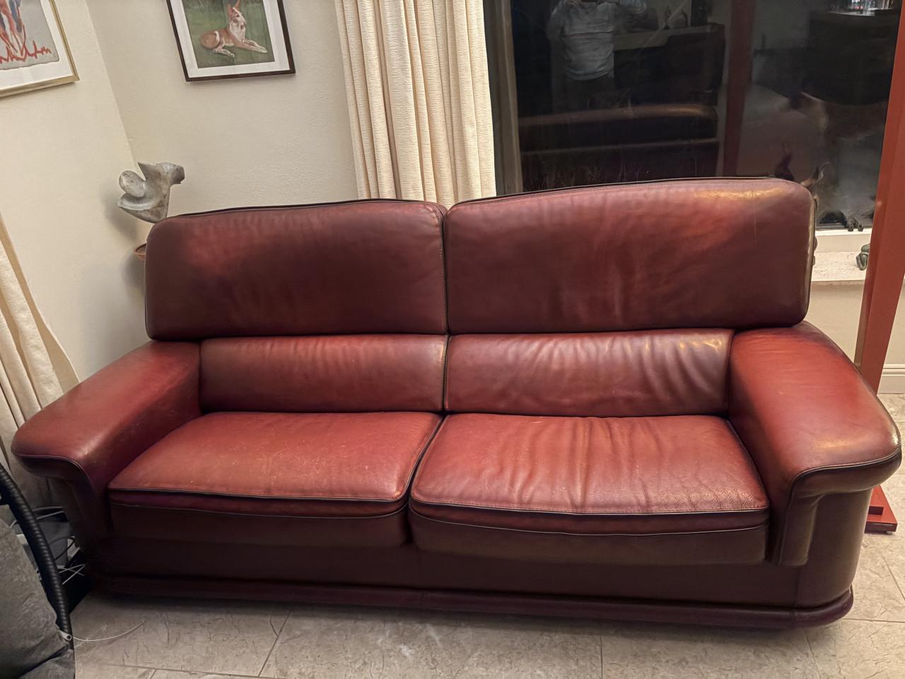 Lederen 3 zits bank. Gratis af te halen