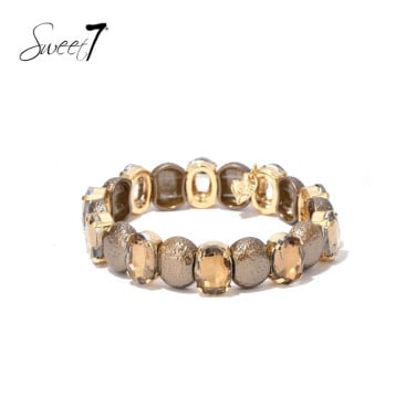 Bruine armband met ovale kristal steentjes