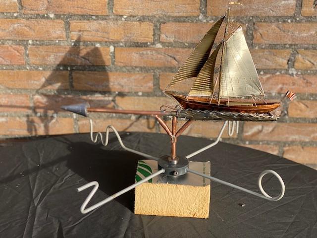 Prachtige Windwijzer( zeilschip) in 3D handgemaakt in koper