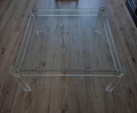 Vintage design salontafel (perspex en gehard glas)