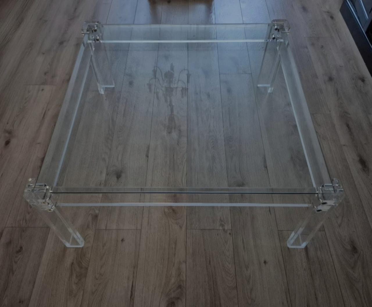 Vintage design salontafel (perspex en gehard glas)