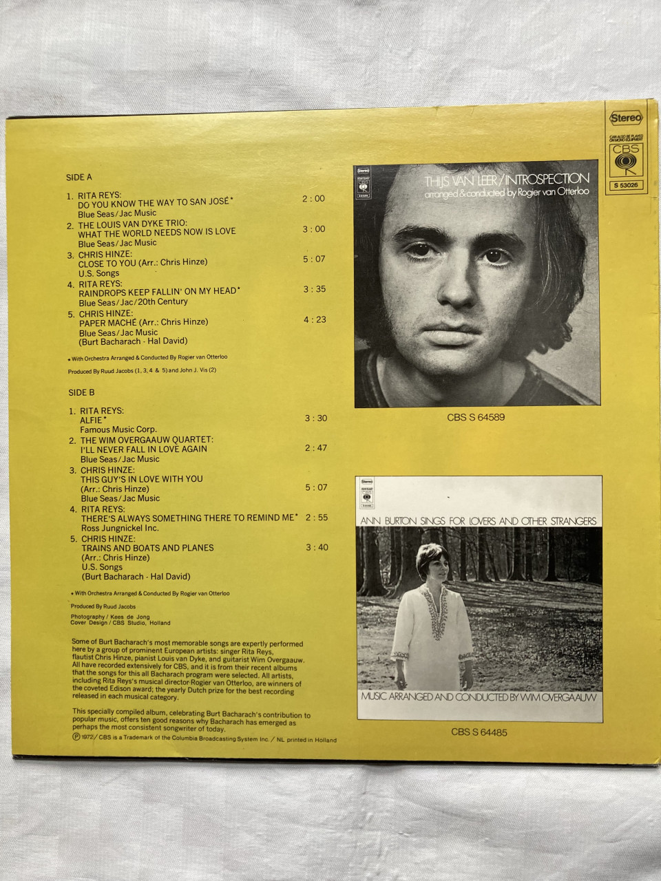 LP Reys, V.Dijk, Overgauw, Hinze The best of Burt Bacharach