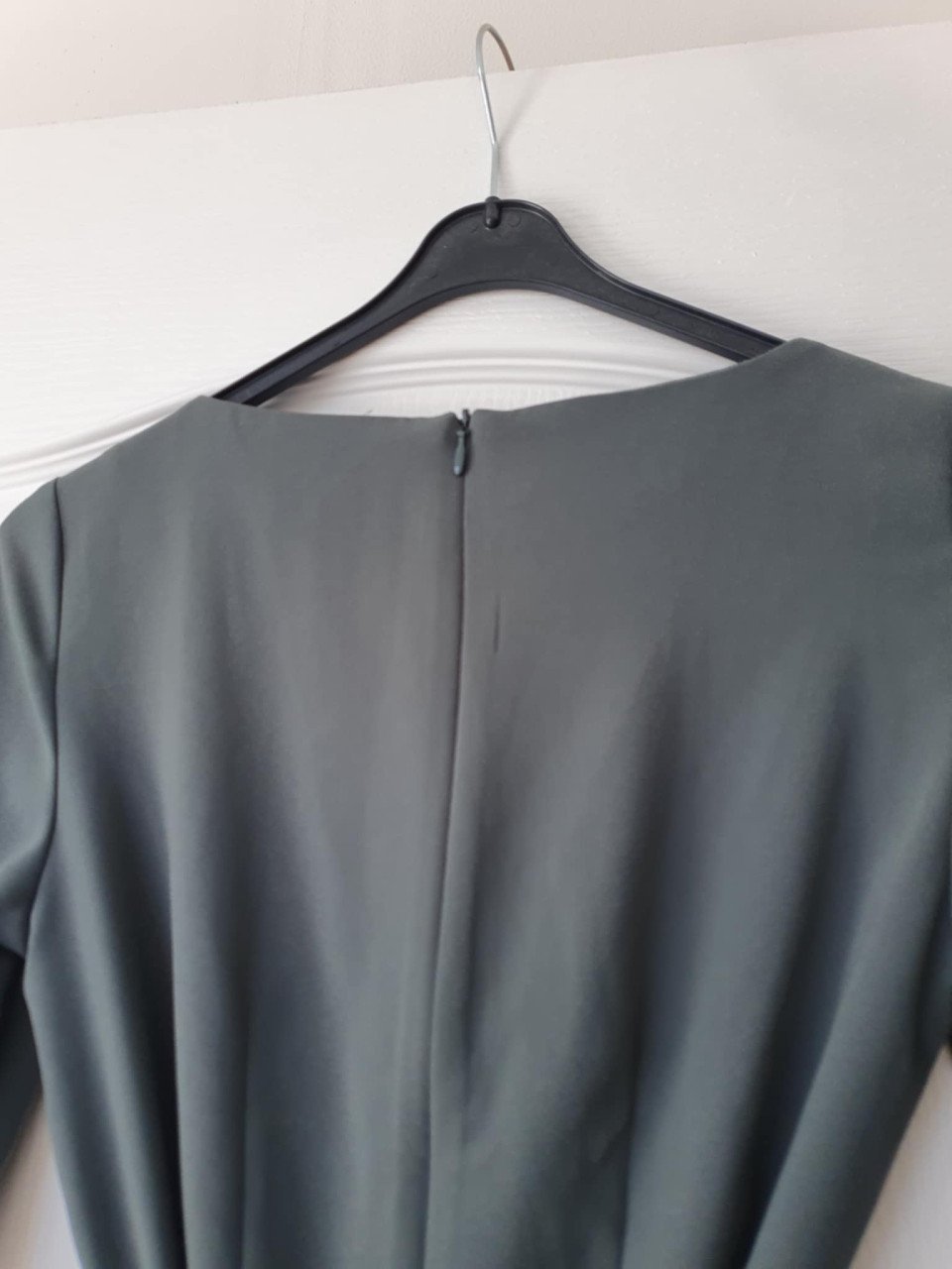 Grijs/groene jurk met driekwartmouwen maat 34