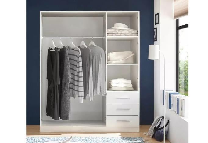 Grote kledingkast 3 of 4 deurs en laden. Wit met Lichteiken of Antraciet