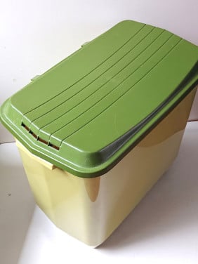 Vintage jaren 70 avocado kleurige Wasbox wasmand