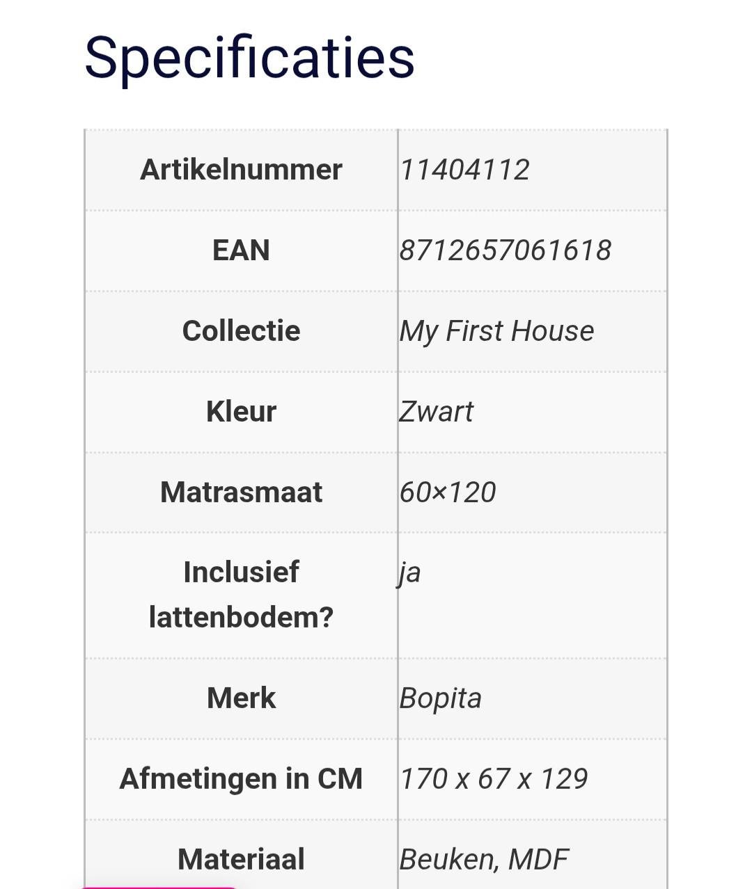 Kinderledikant bopita huisje zwart 60 x 120