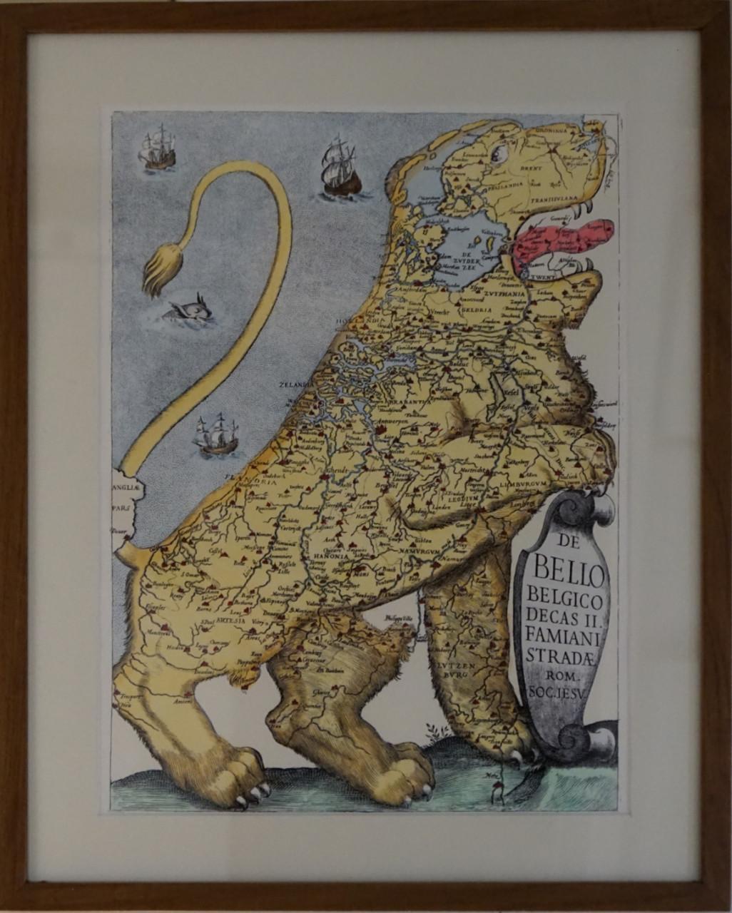 Antiquarische kaarten, geen kopie, opnieuw ingekleurd en ingelijst