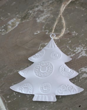 Witte metalen kerstboom hanger kerstboom