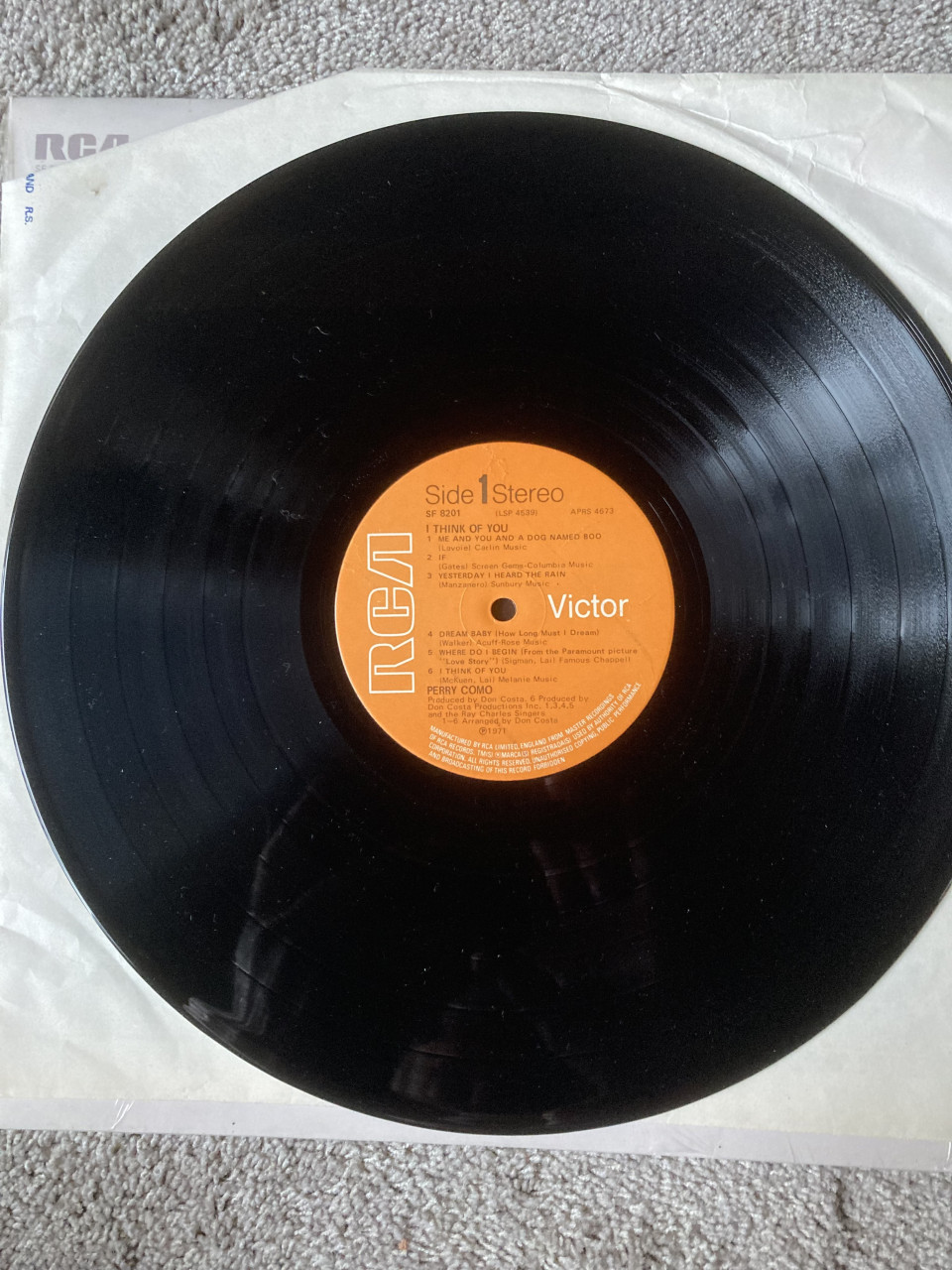 Vinyl LP Perry Como I think of you.