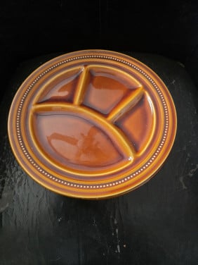 3 stuks vintage fondueborden, 23 cm. Helemaal gaaf.