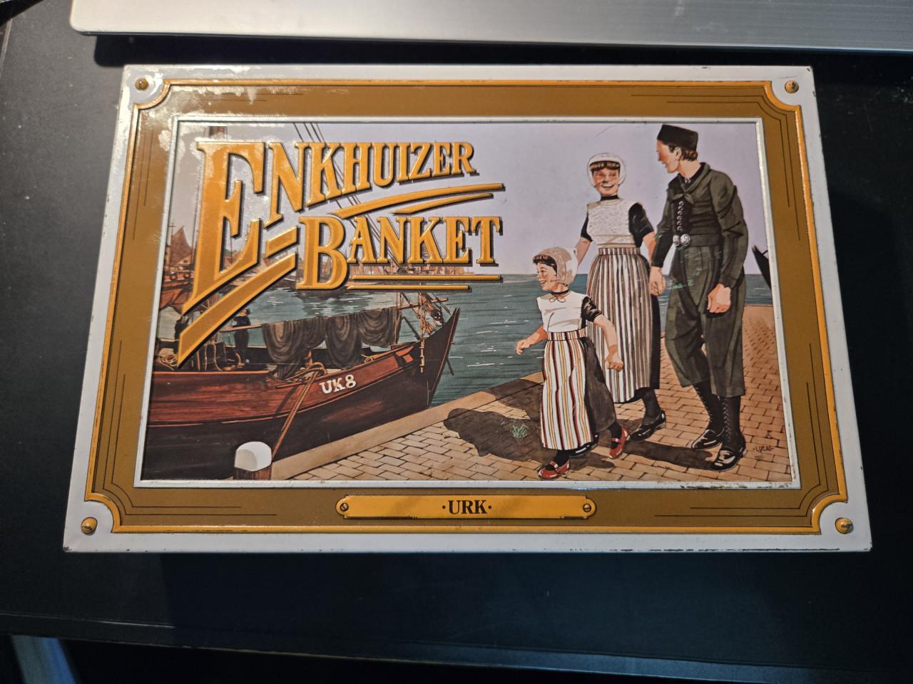Vintage koektrommel van Enkhuizer Banket, 23 x 15,5 x 5,5 cm