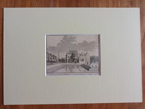 Ets De Hof van Domburg en de Toren van Domburg uit 1743