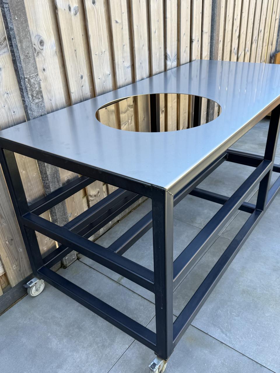 Robuust Stalen Buitenmeubel/ Werktafel voor Large Kamado.