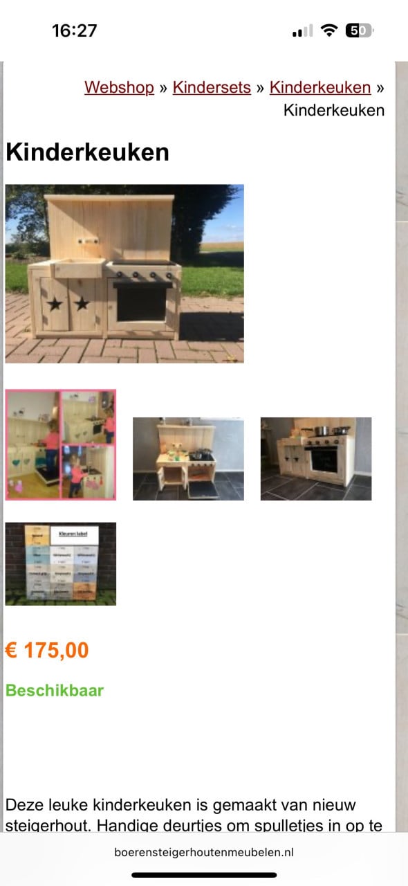 Kinder keuken van steiger hout